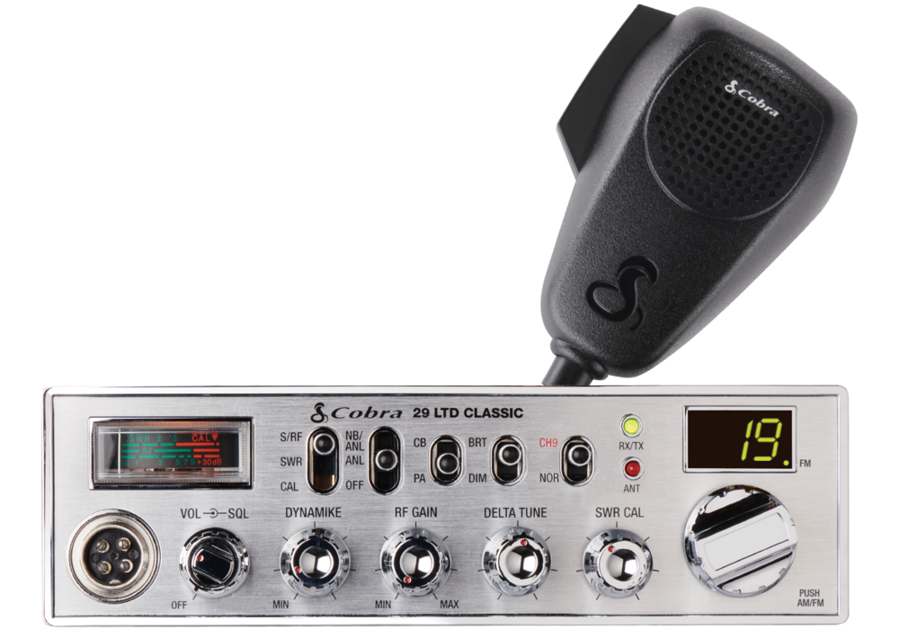 Cobra 29 LTD Classic CB Radio Front View with Microphone