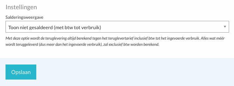 Salderingsweergave instellen per leverancier