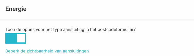 Beperk zichtbaarheid van aansluitingstypes openen in de flow-instellingen