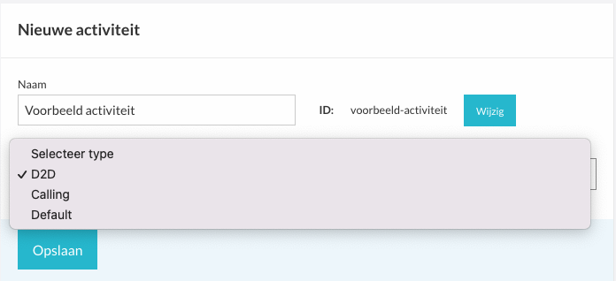 Een activiteit een naam en type geven
