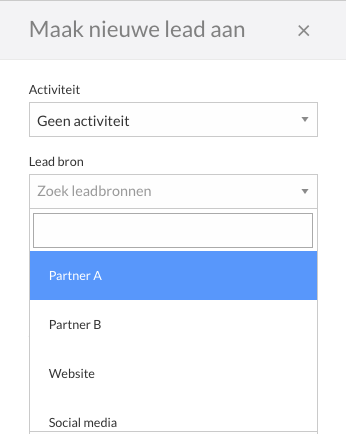 Leadbron-veld bij Lead toevoegen