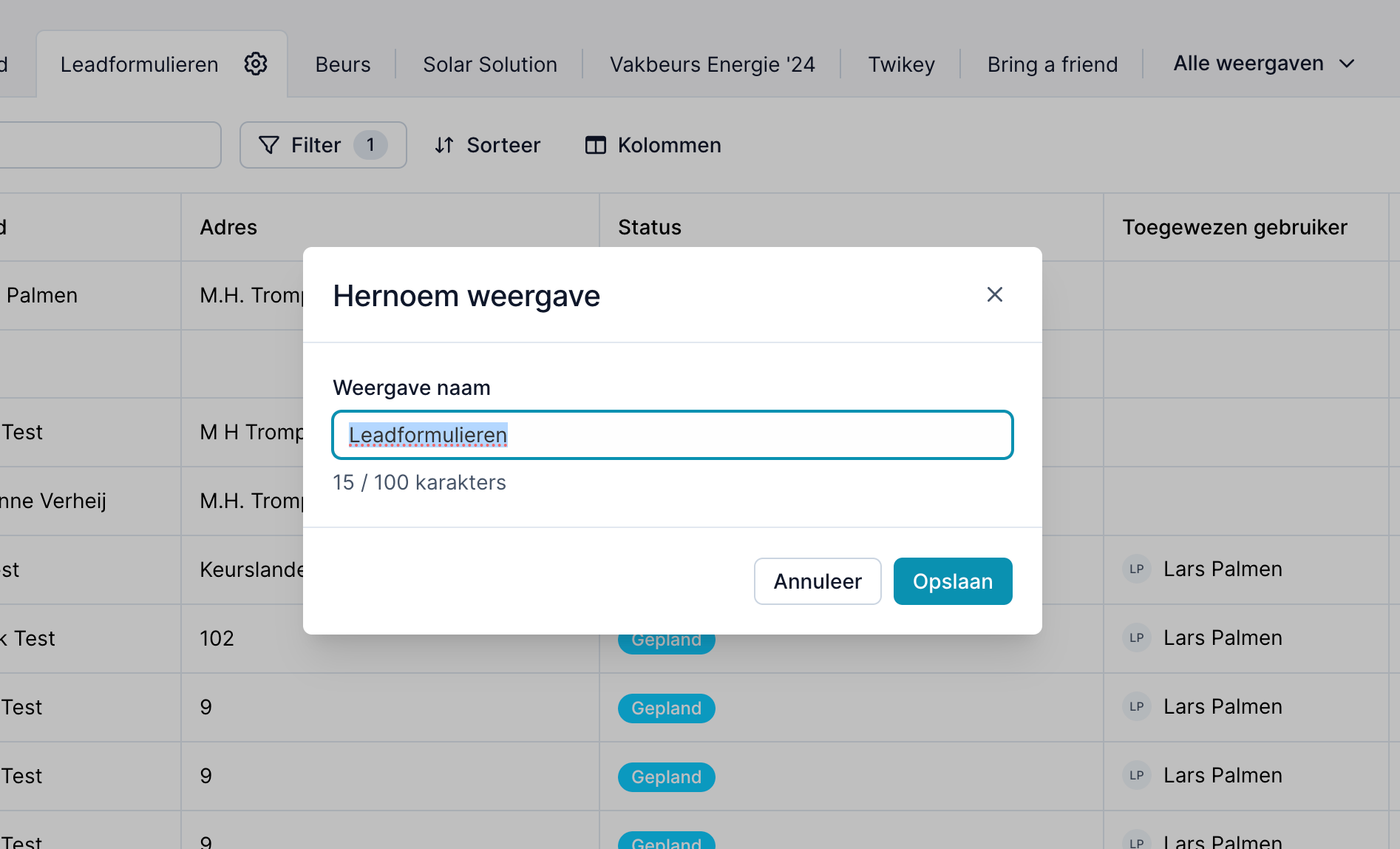 Naam-invoerveld bij hernoemen