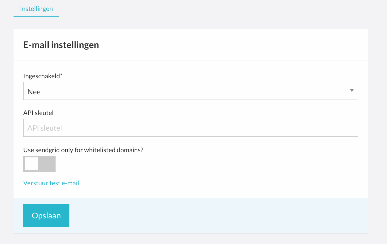 Sendgrid-app instellingen