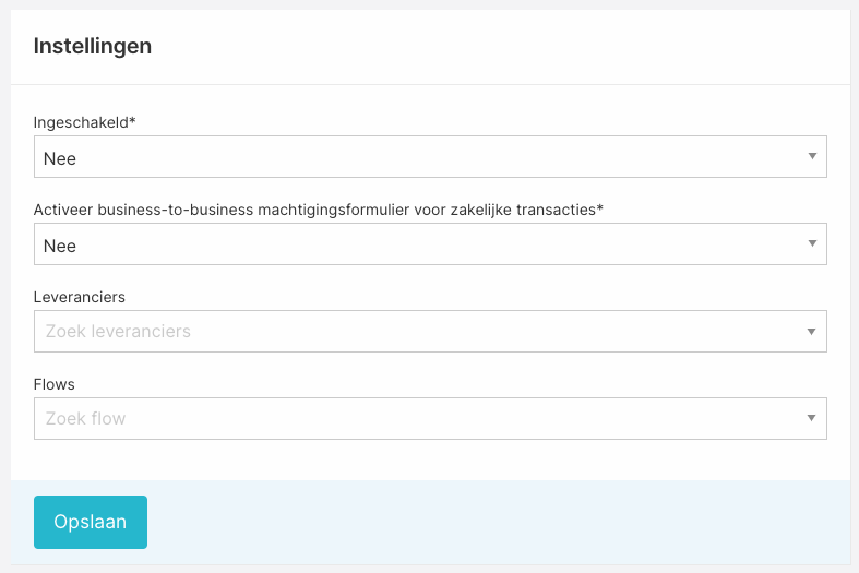Info-tabblad met de algemene instellingen