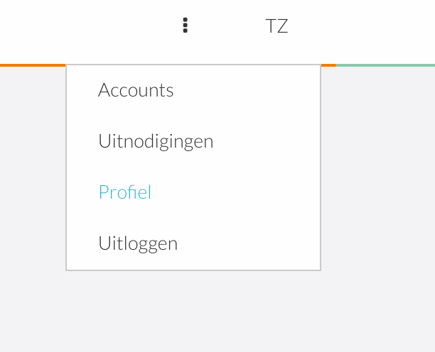 Het profiel openen via de initialen rechtsboven