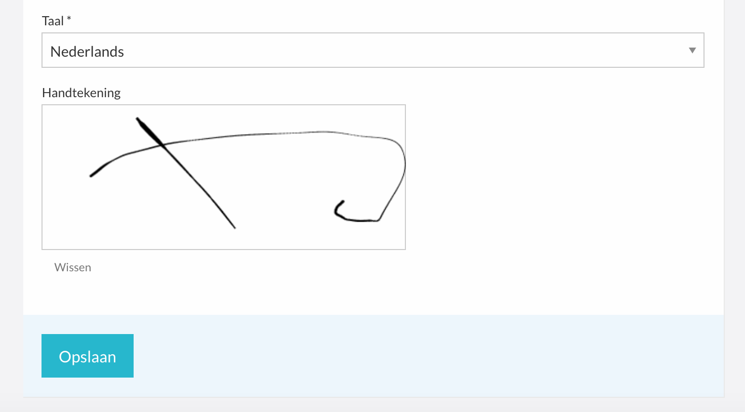 Voorbeeld van de handtekening in het profiel