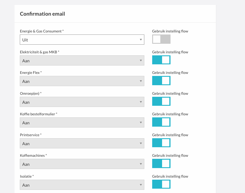 Bevestigingsmail instellen per leverancier