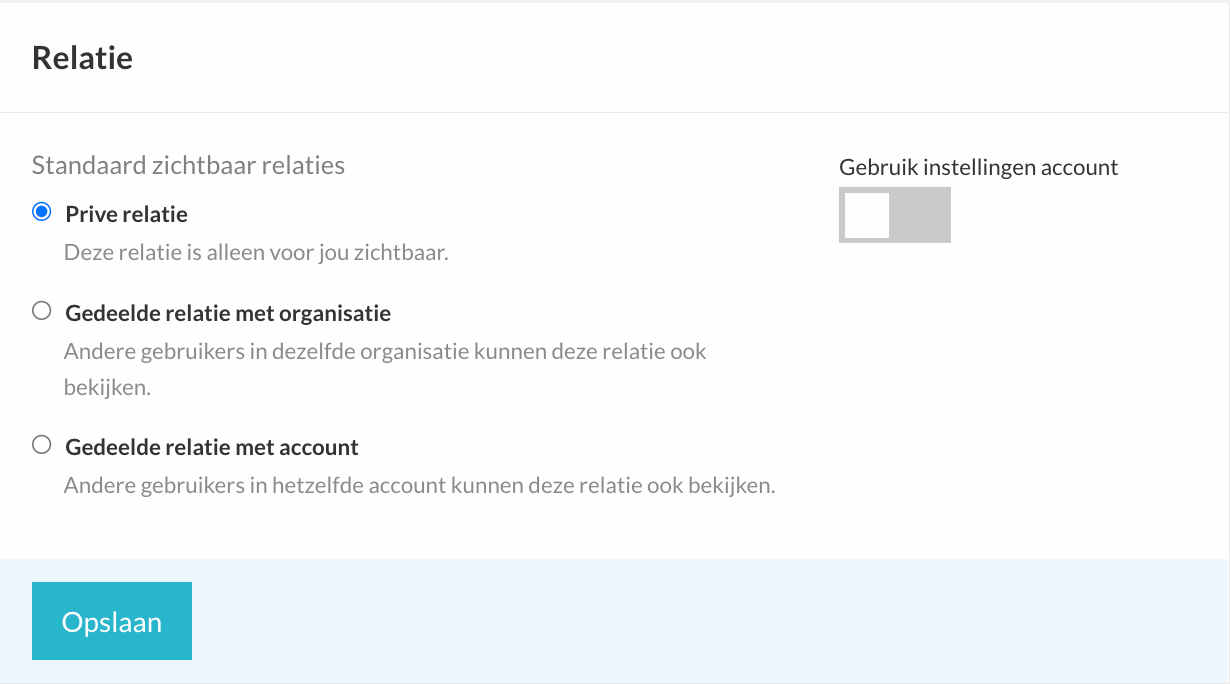 Afwijkende standaard zichtbaarheid instellen op organisatieniveau