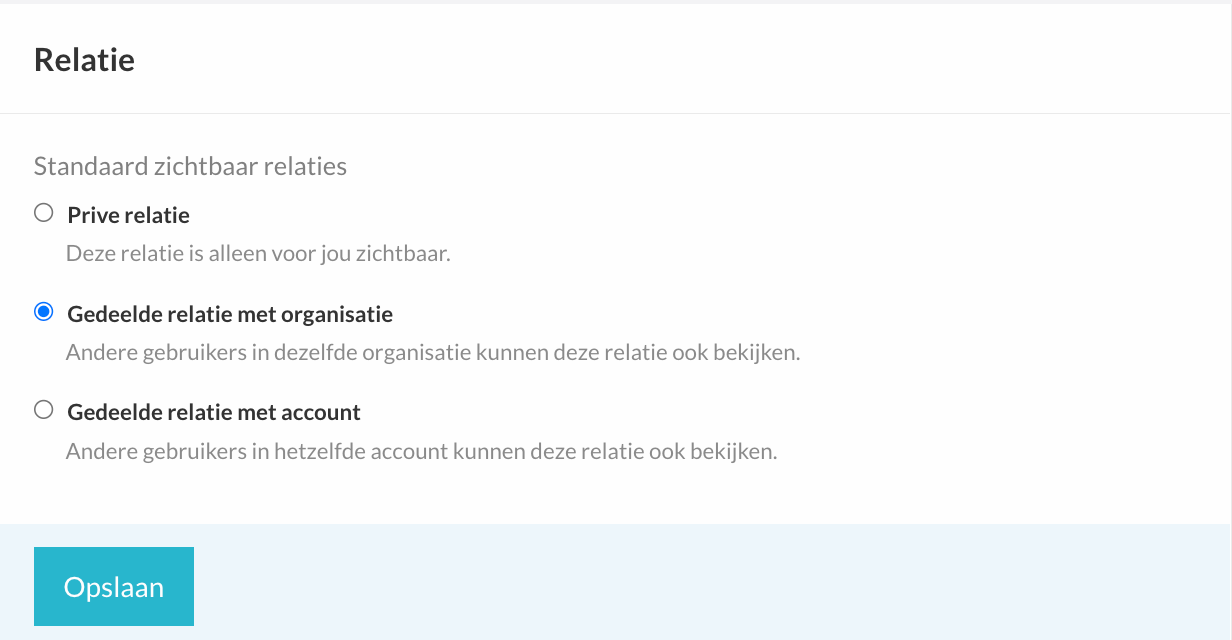 Standaard zichtbaarheid relaties instellen op accountniveau