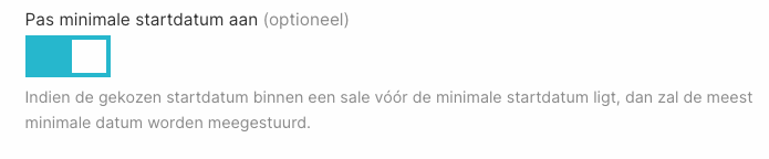 De instelling Pas minimale startdatum aan in de instellingen van een uitgaande integratie