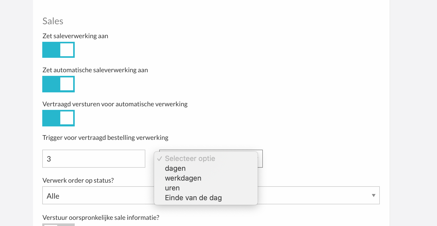 Instellingen voor vertraagd versturen op de uitgaande integratie