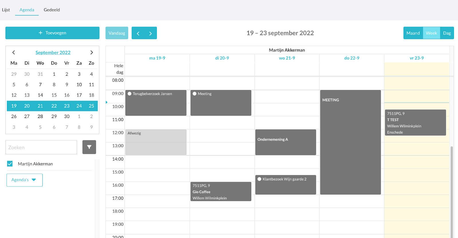 De agenda in Visit