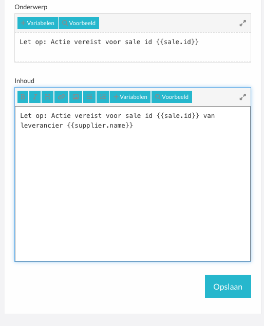 Onderwerp en inhoud van de e-mail