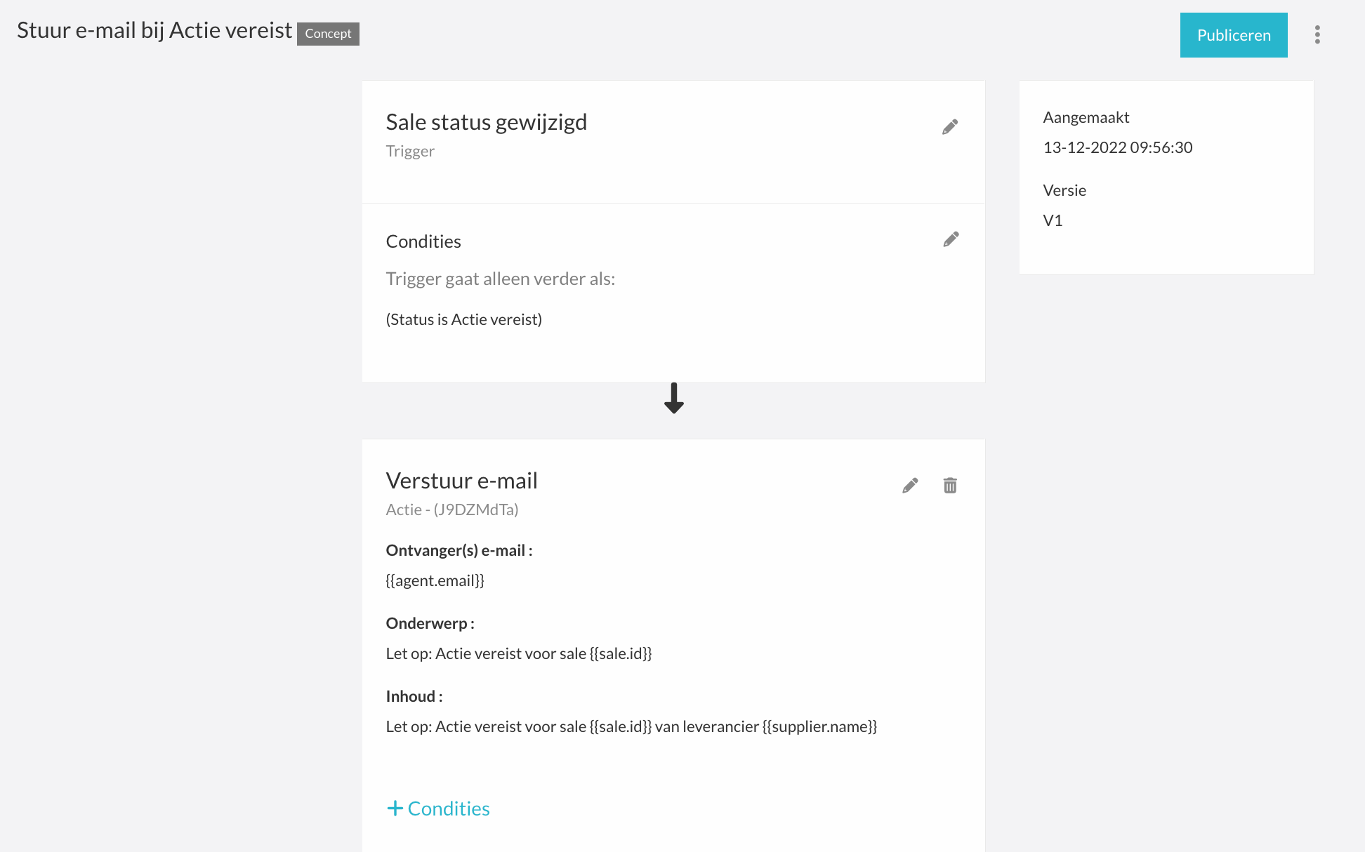 De workflow publiceren