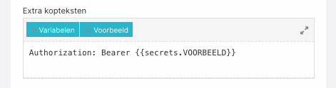 De secret toegevoegd in de header van het HTTP-verzoek