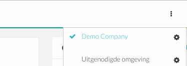 Schakelen tussen omgevingen via het menu rechtsboven