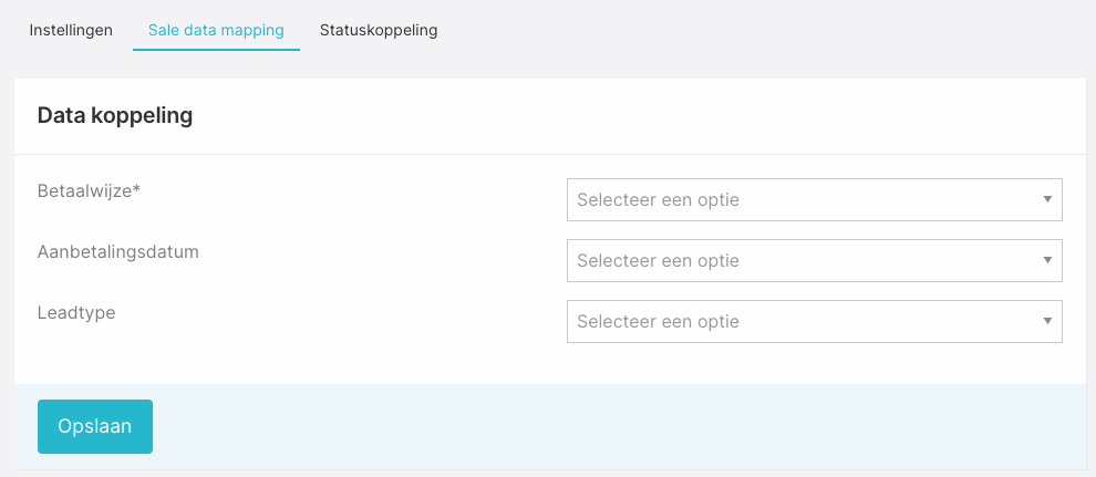 Betaalwijze, aanbetalingsdatum en leadtype koppelen