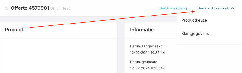 Het bewerken van de productkeuze in een sale