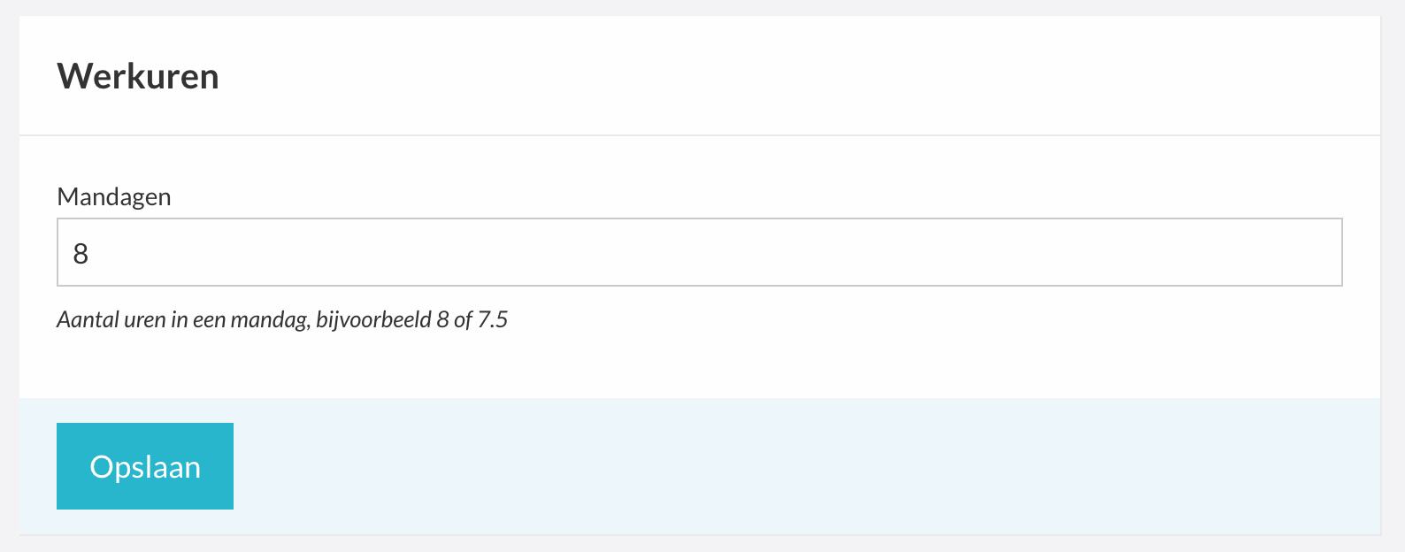 Het aantal werkuren per mandag instellen via Instellingen > Leads