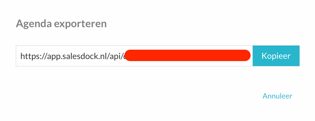 De gegenereerde agenda-URL kopiëren