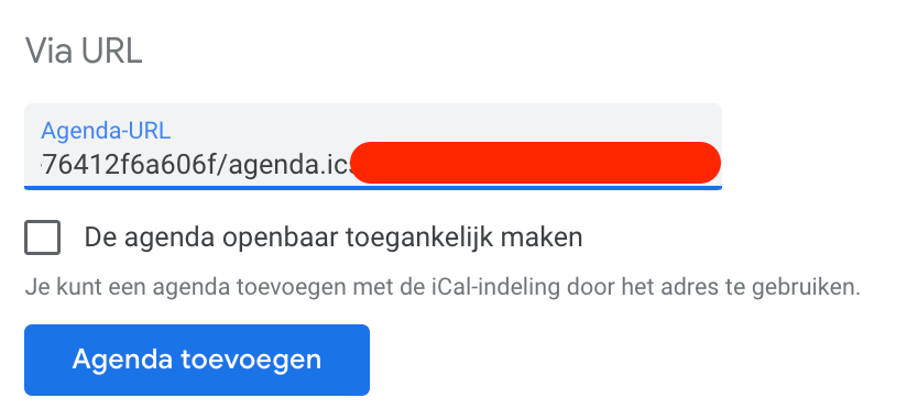 De URL plakken in Google Agenda