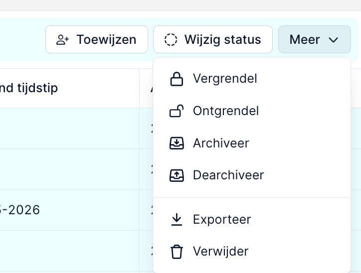 Bulkactie Vergrendel in het leadoverzicht