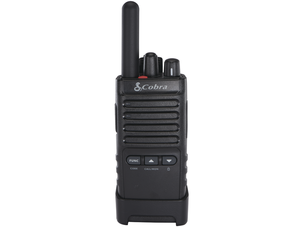 Front view of the PX650 radio in its belt-clip