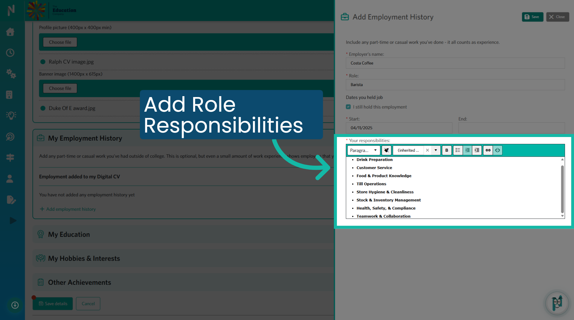 Add Role Responsibilities