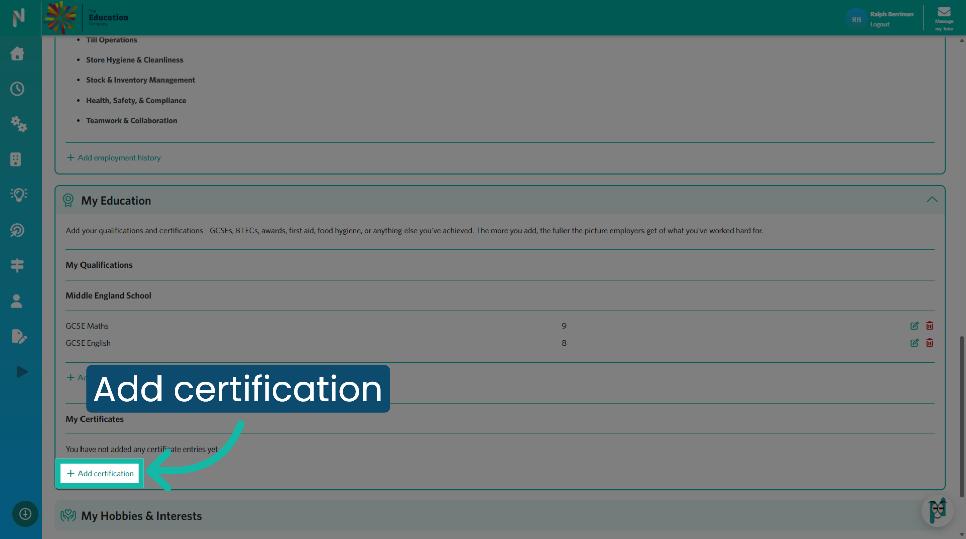 Add Certification