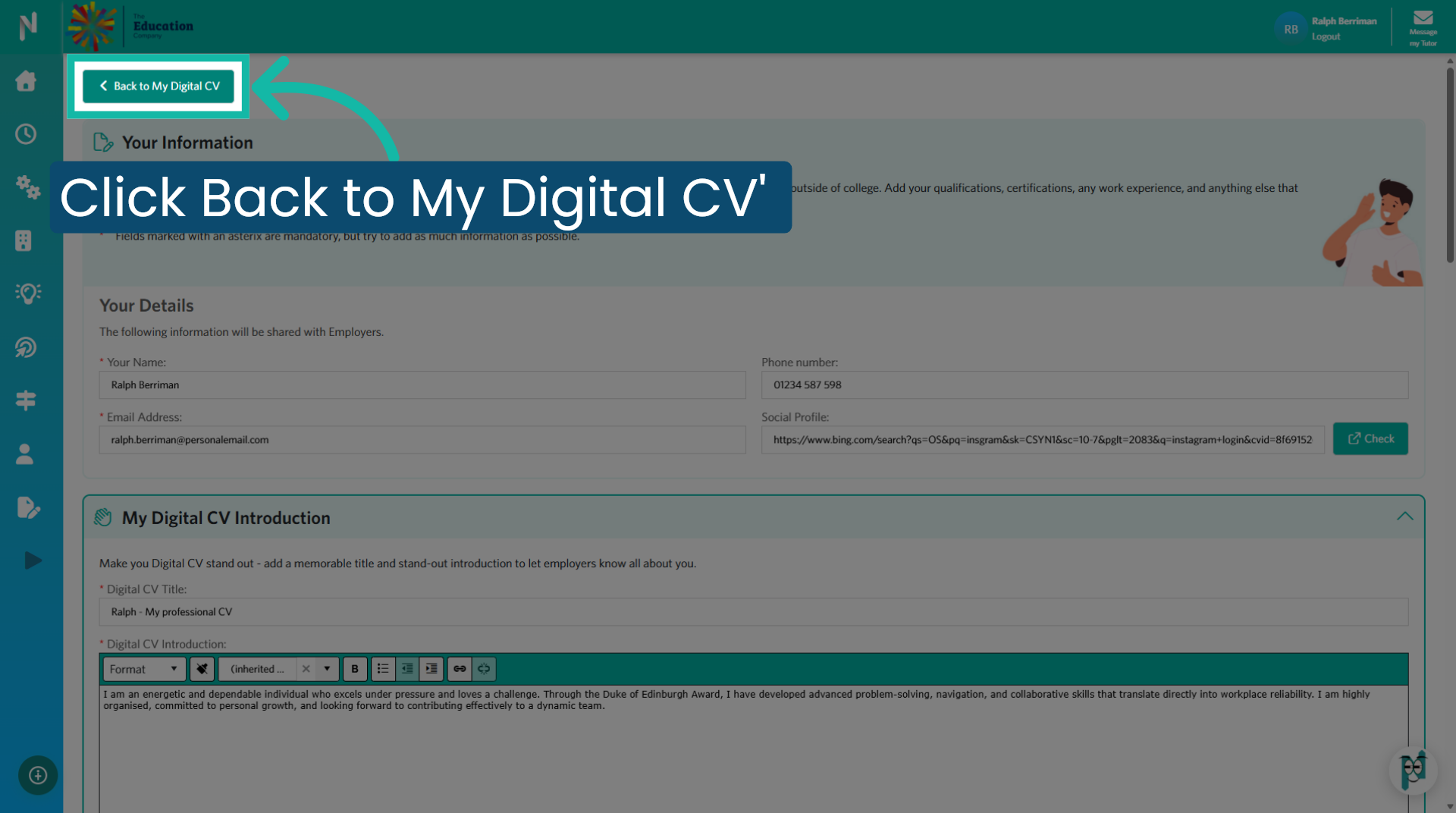 Return To Digital CV