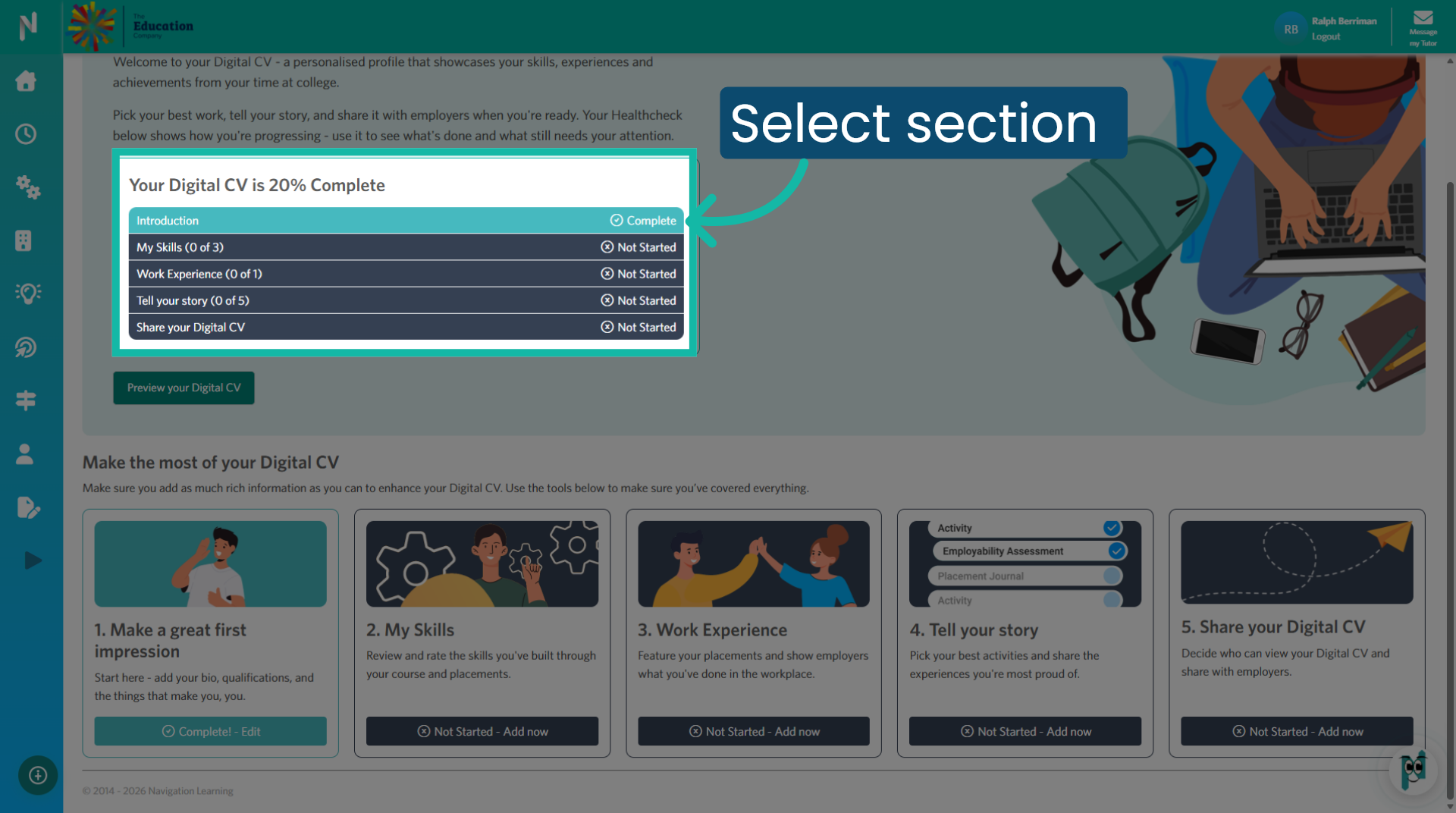 Select a section