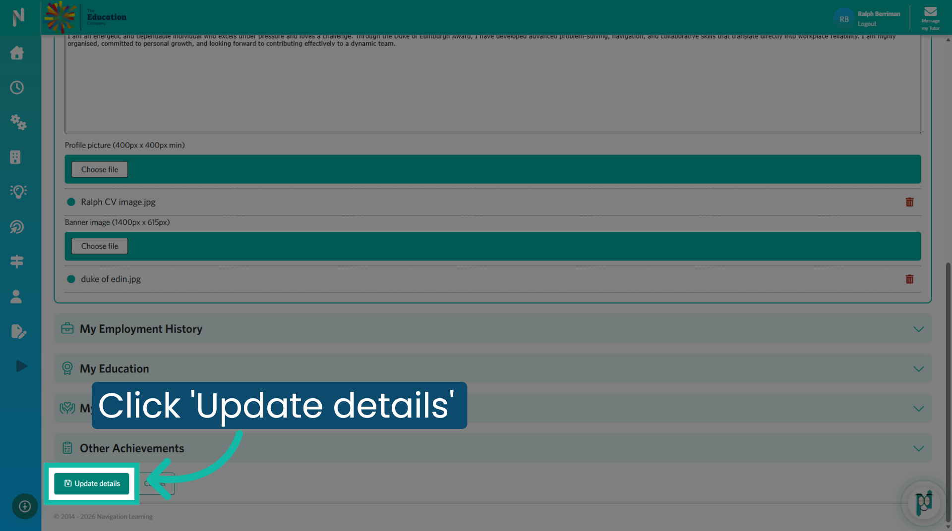 Click to save your changes