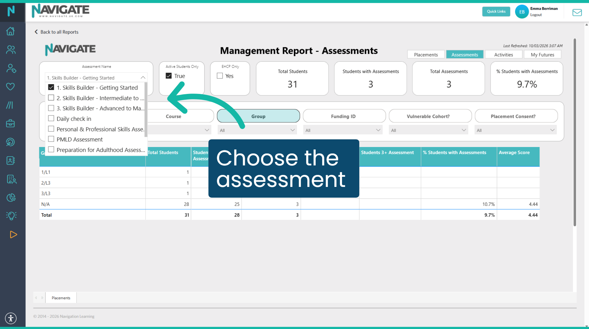 Assessments report