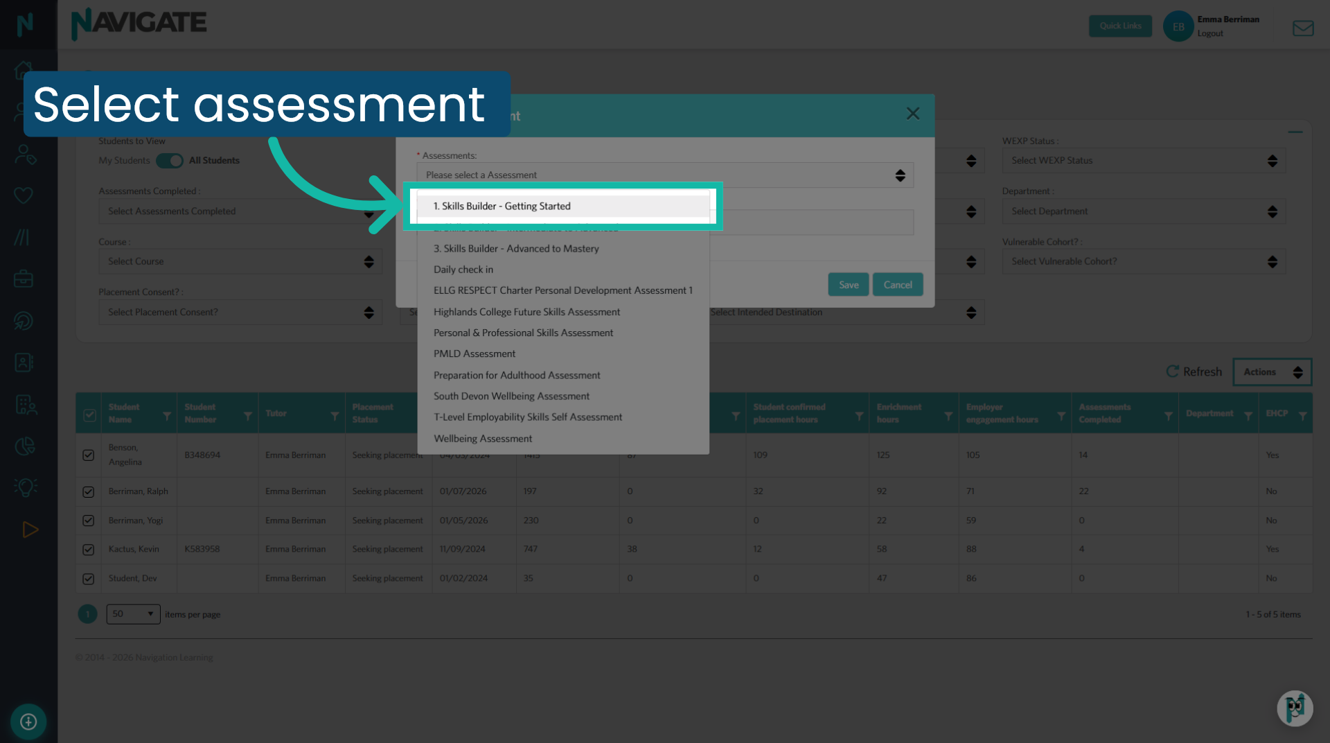 Choose assessment