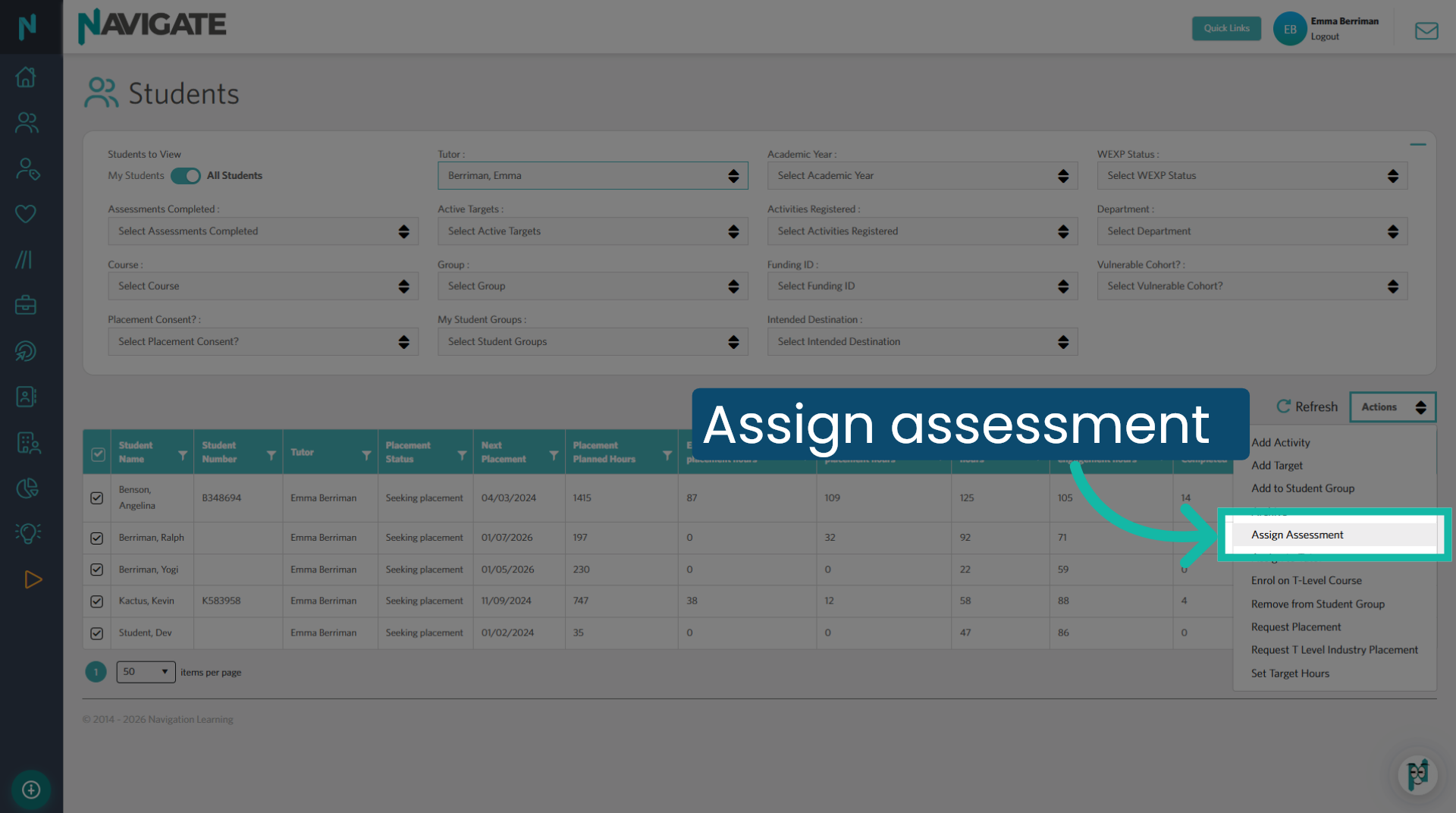 Select Assign Assessment