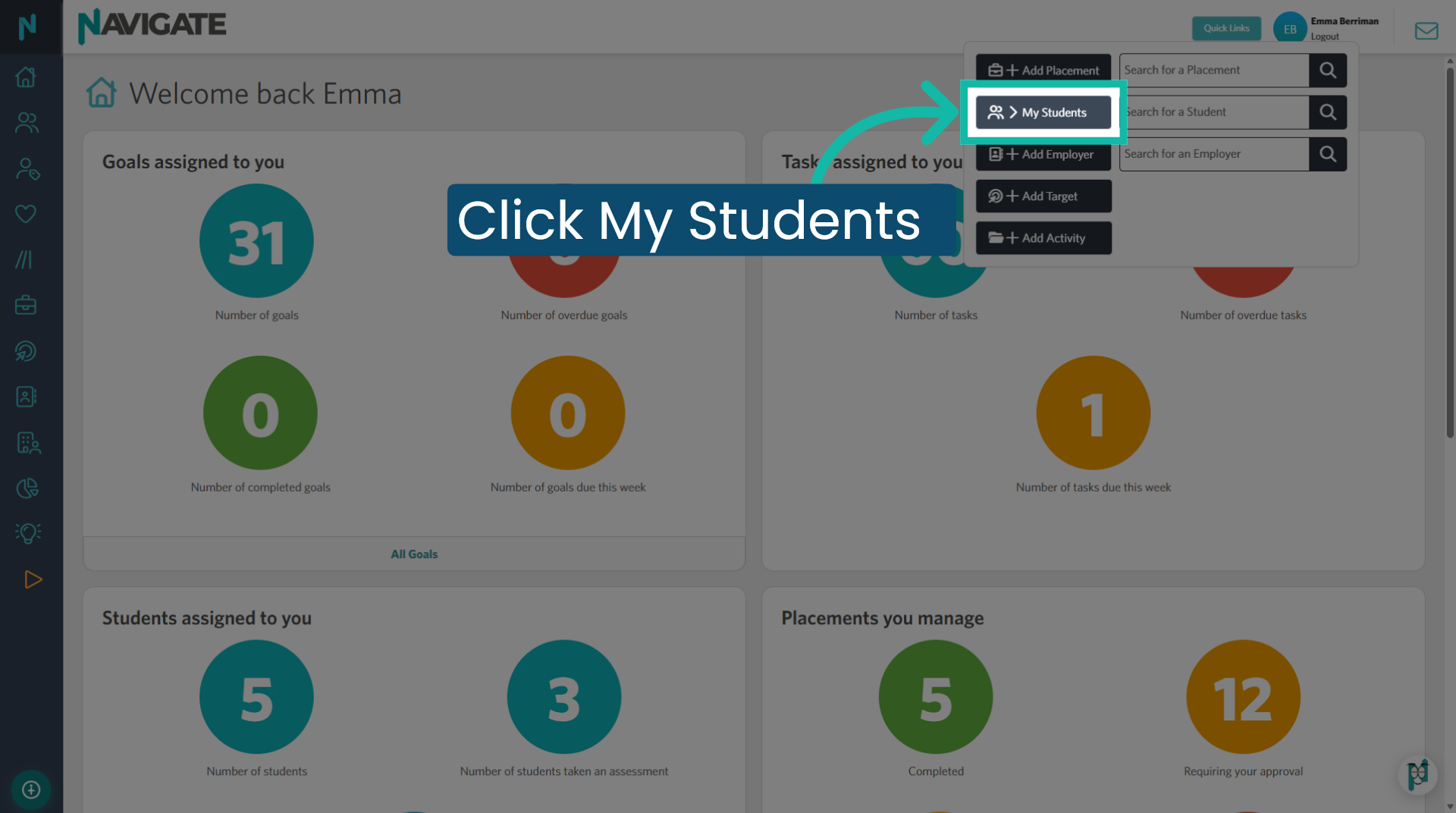 Click 'My Students'