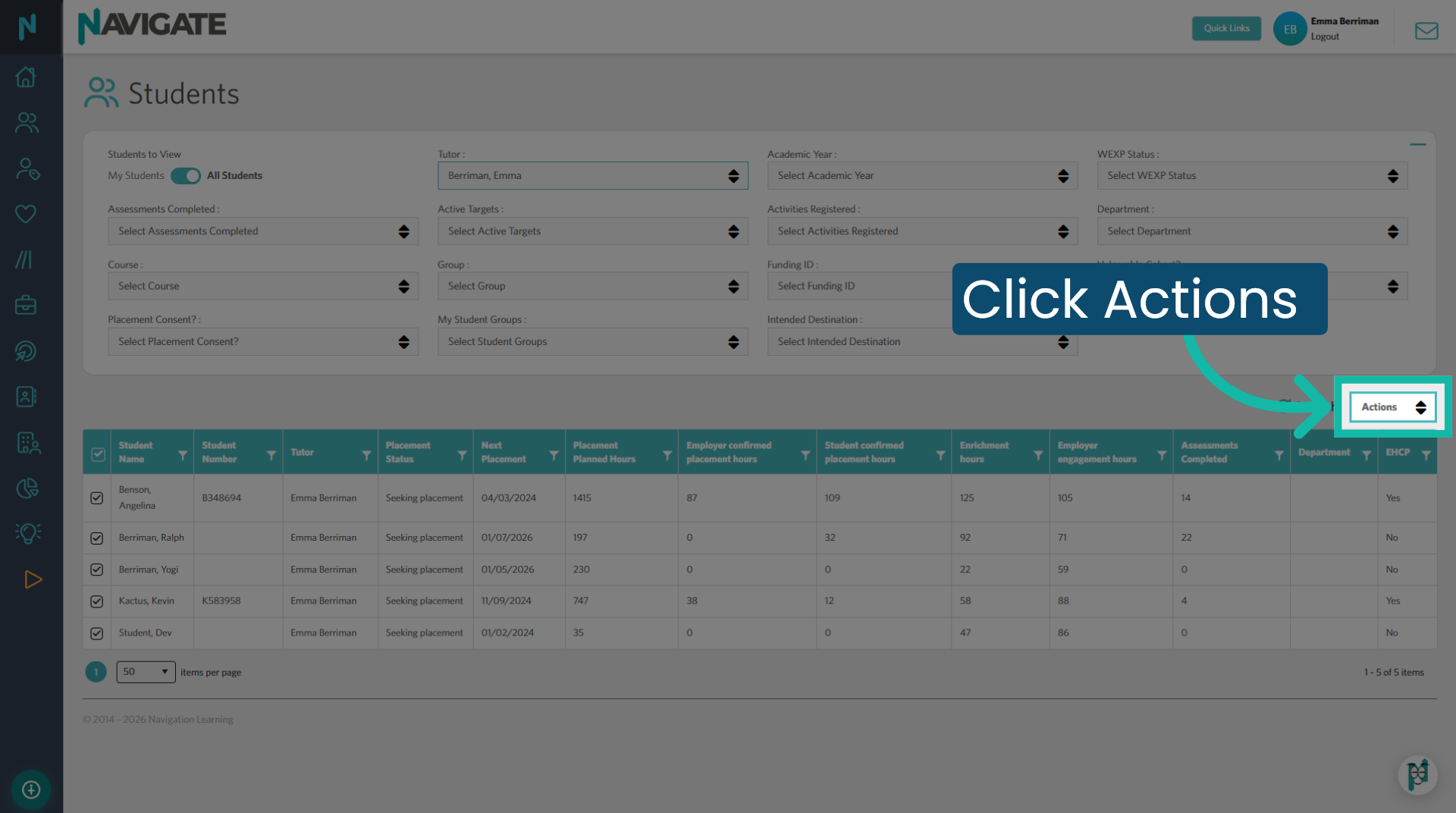 Open Actions Menu
