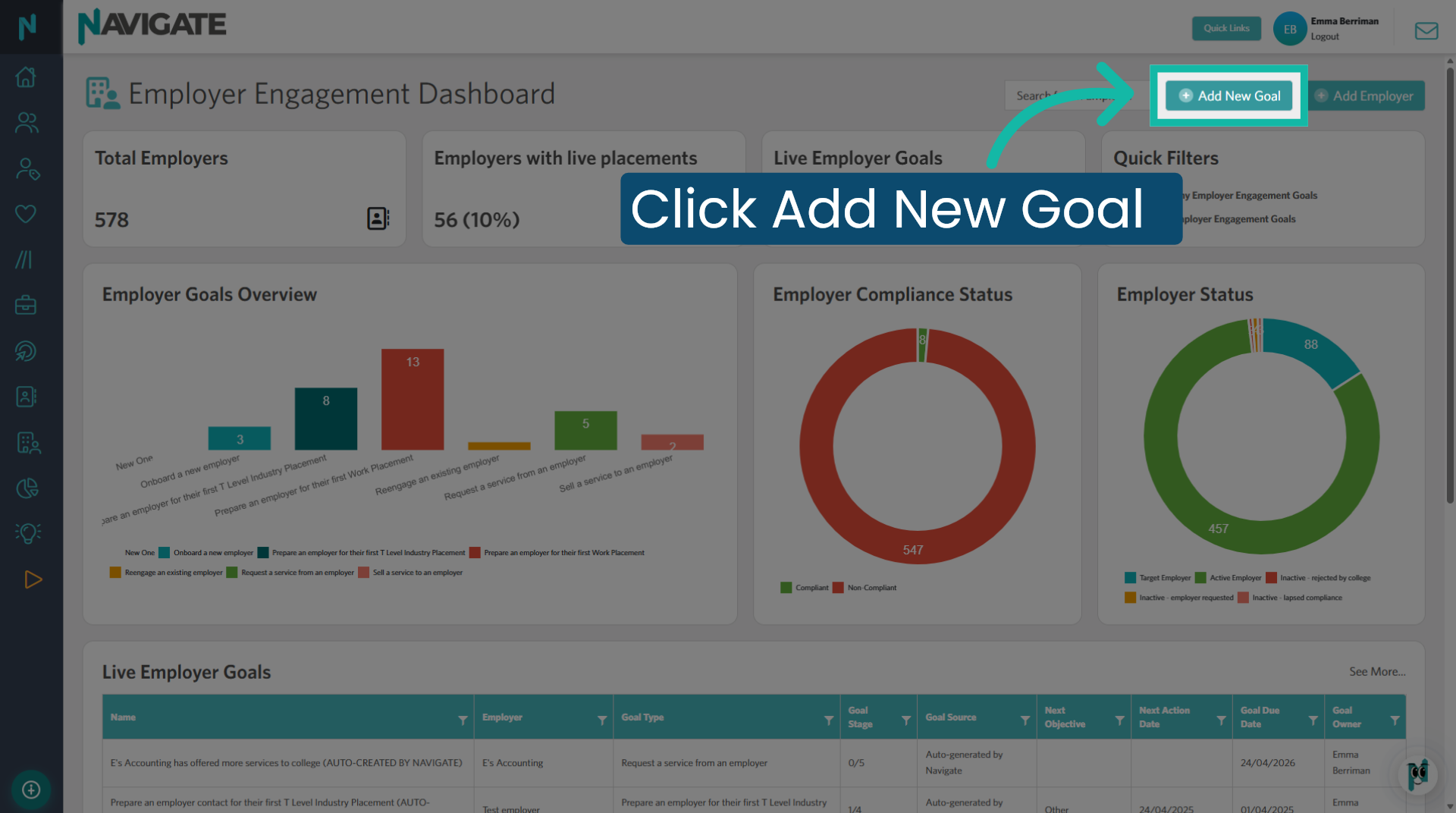 Add New Employer Goal