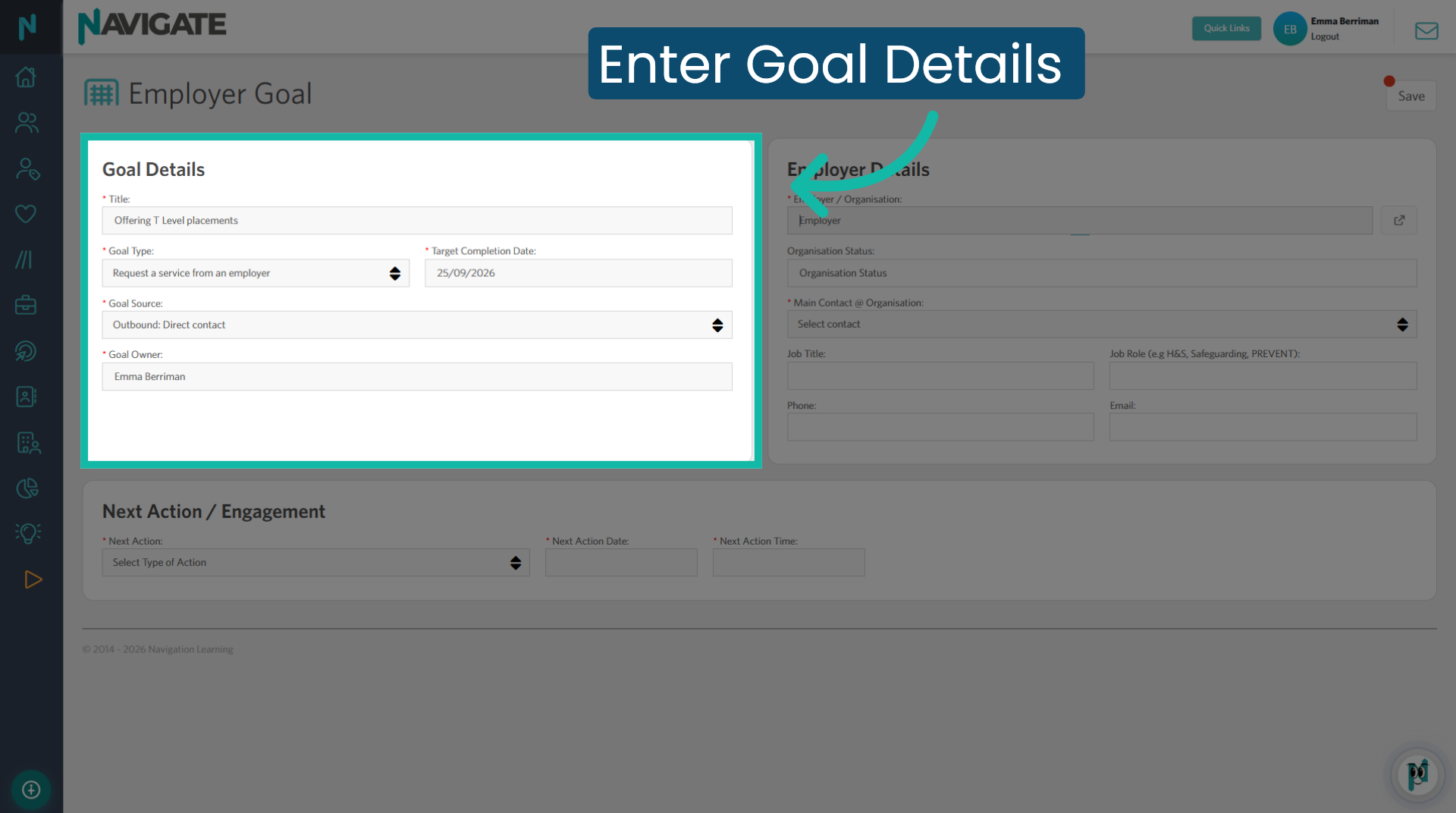 Add the Goal Details