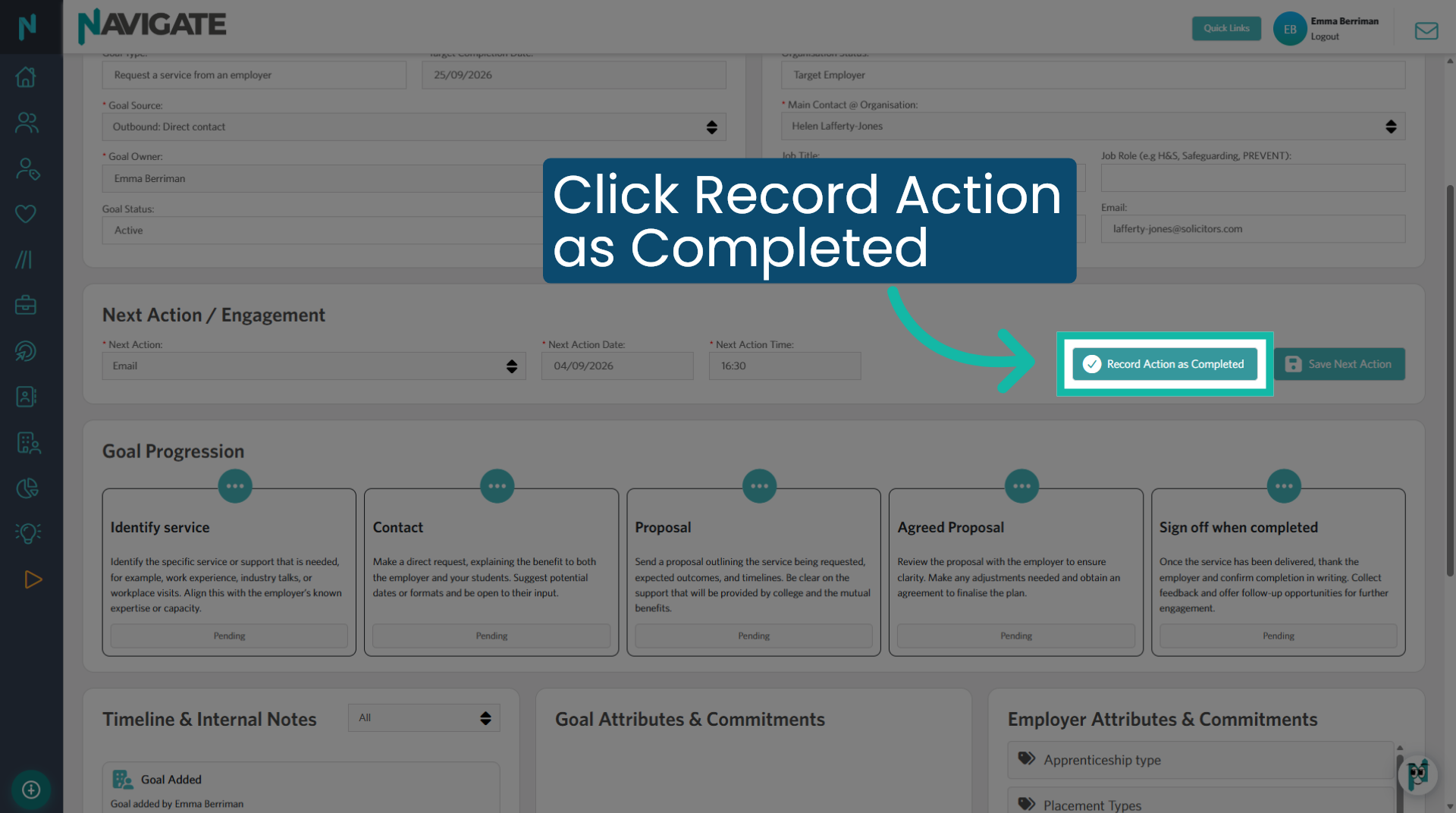 Completing an Action