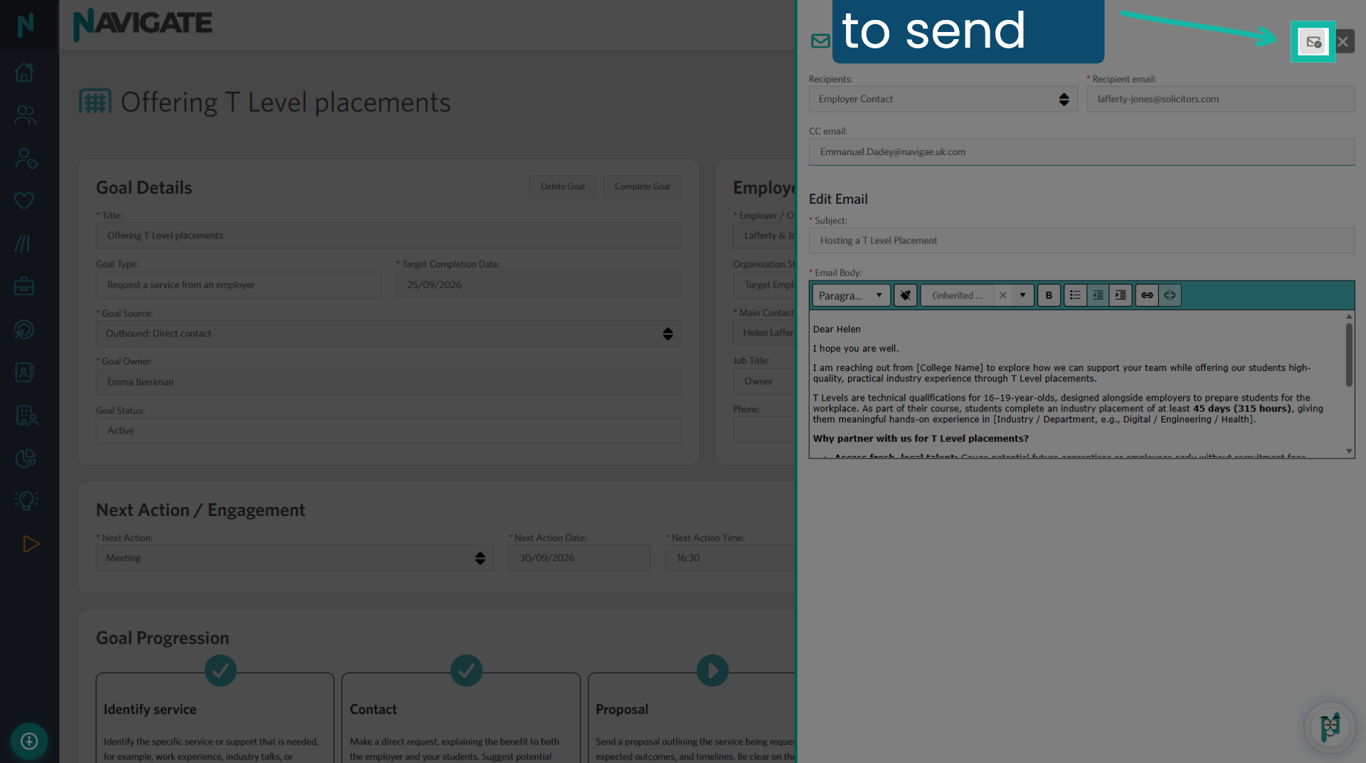 Click here to send the email