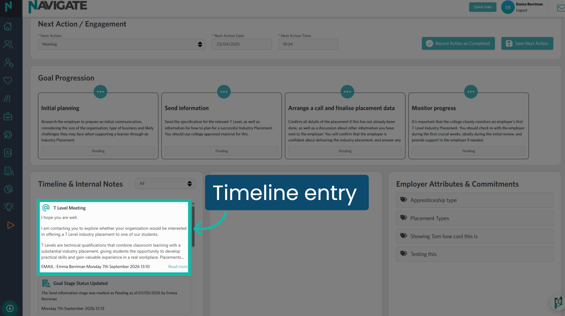 Timeline entry