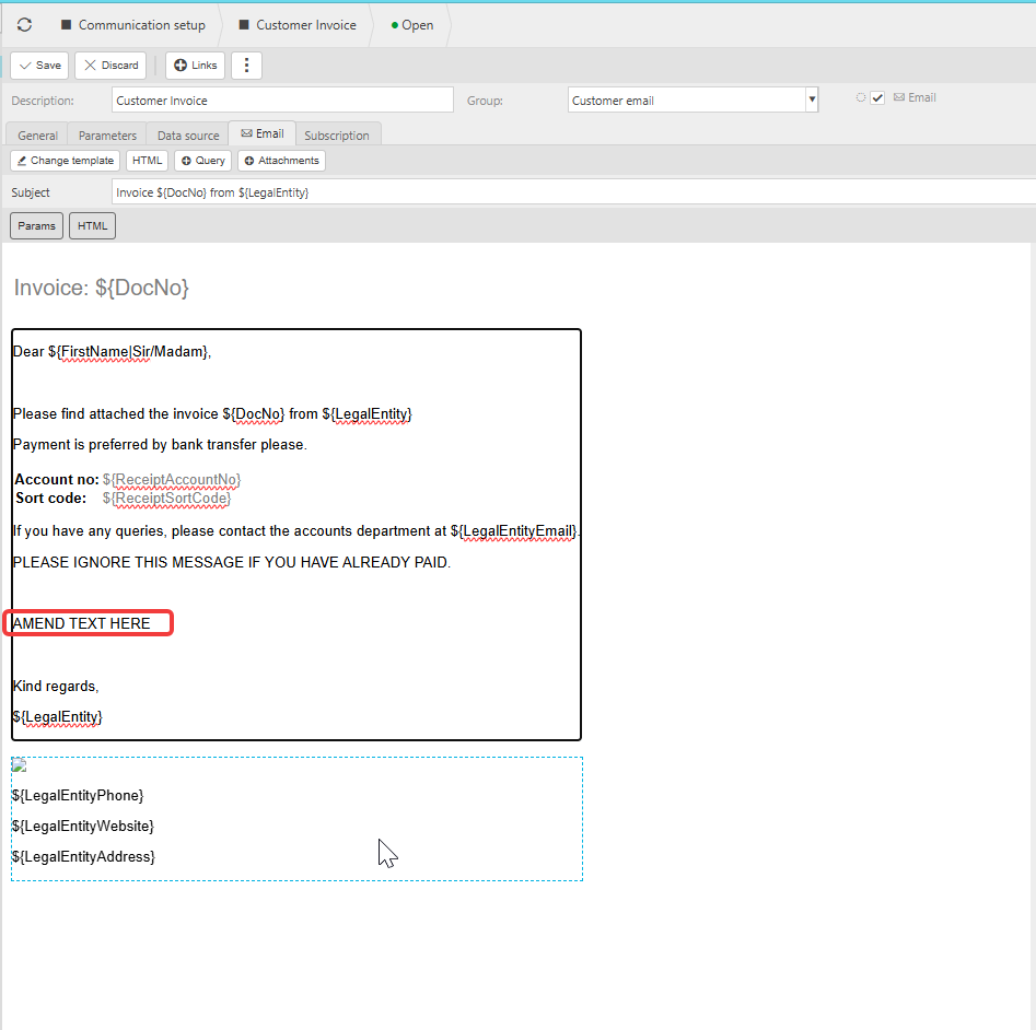 Email Original Message How to change the wording of an automated email in communication setup ...