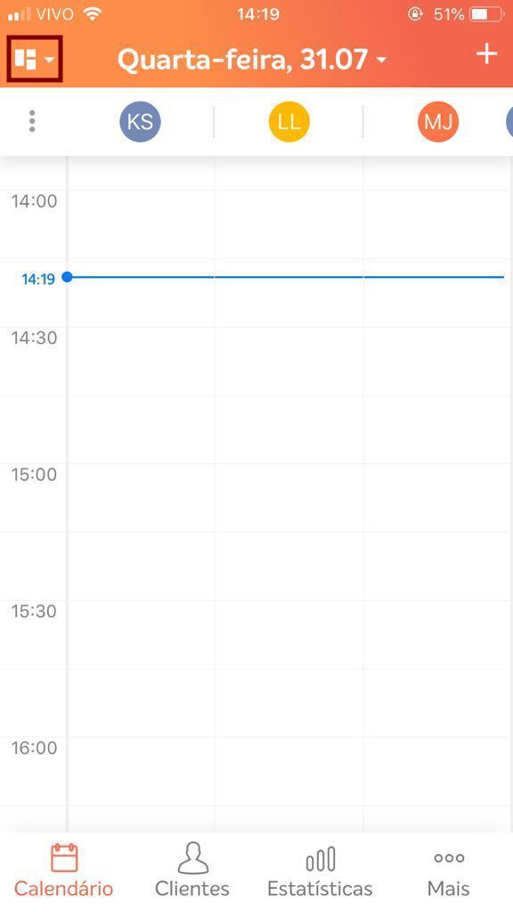 Visualização de Agenda no modo Recepção