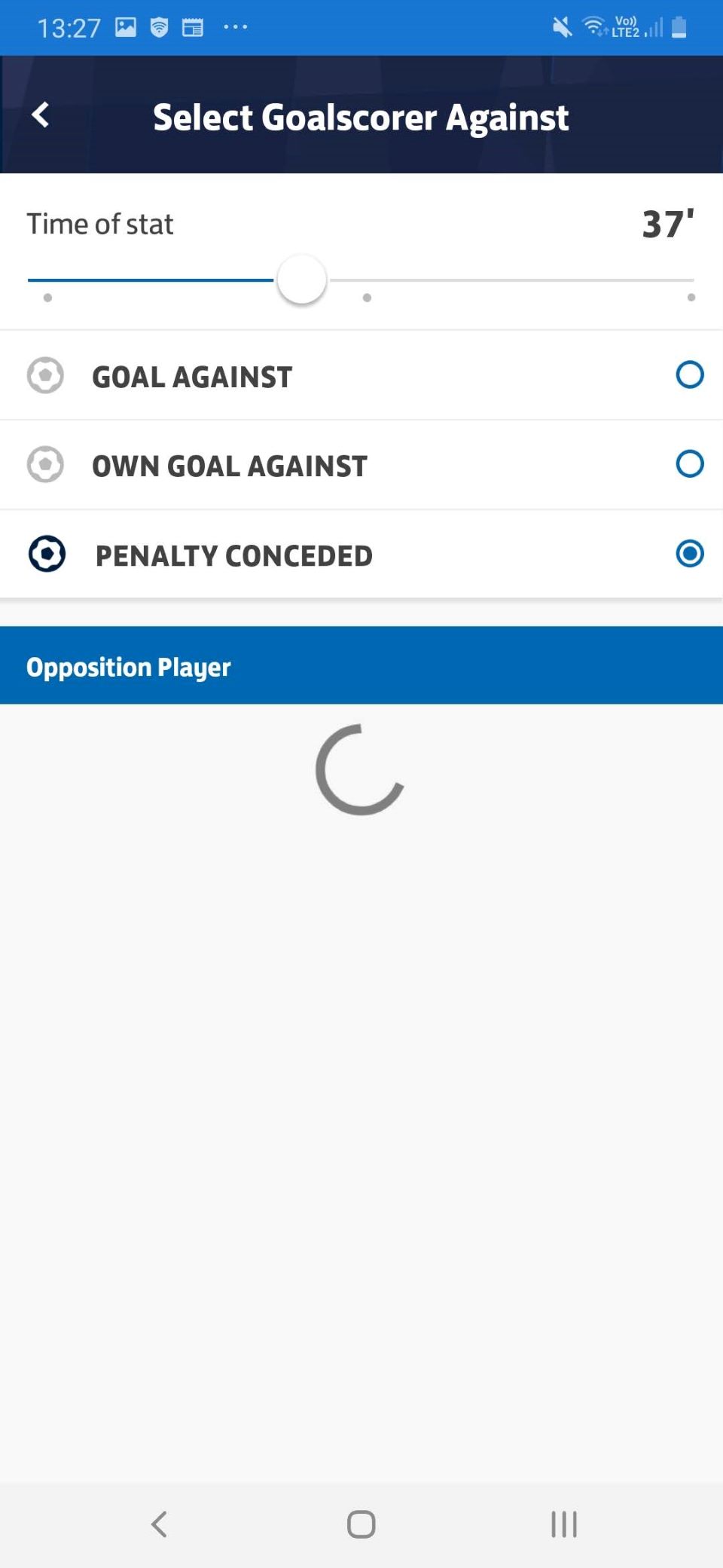 Recording an opposition goal during a match on Matchday Grassroots