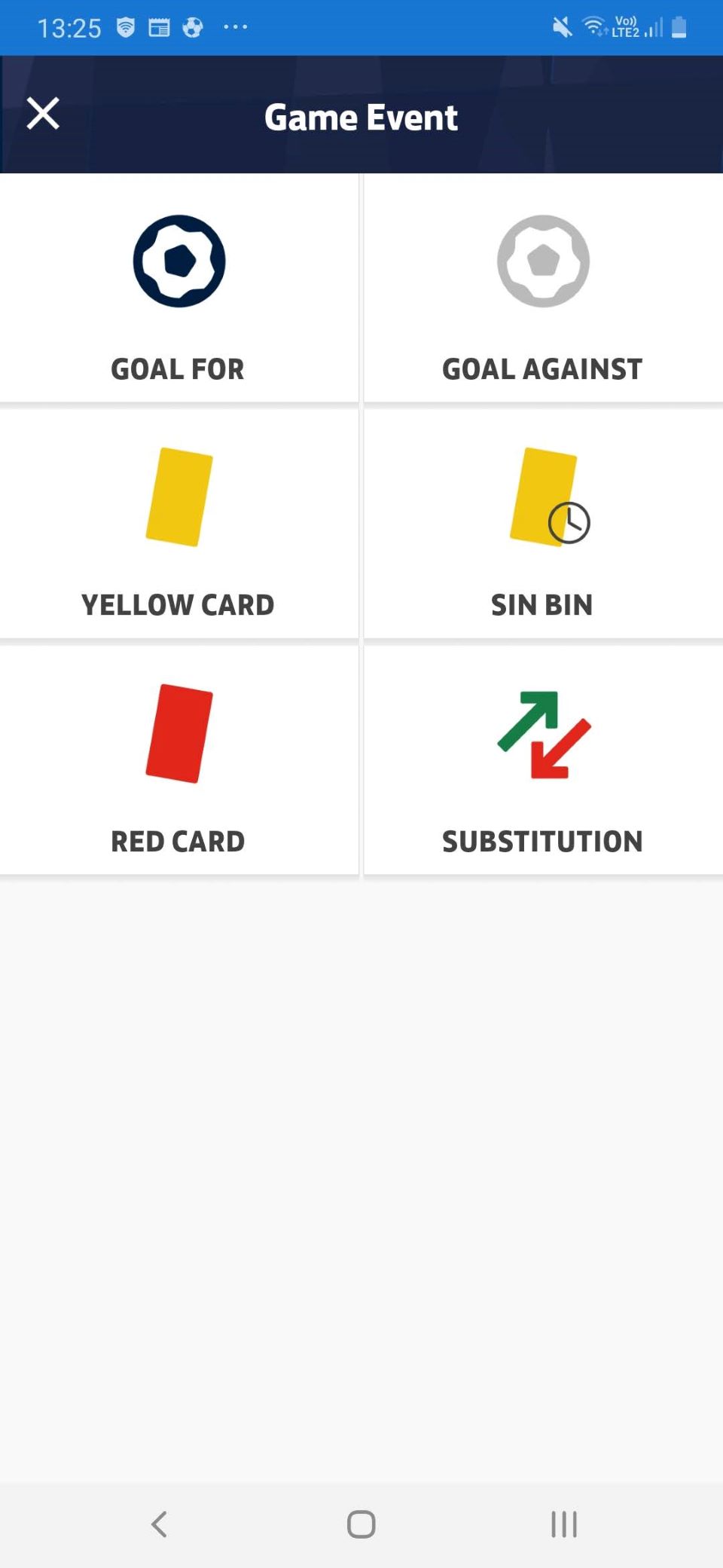 Live Match View on The FA Matchday App Grassroots Technology