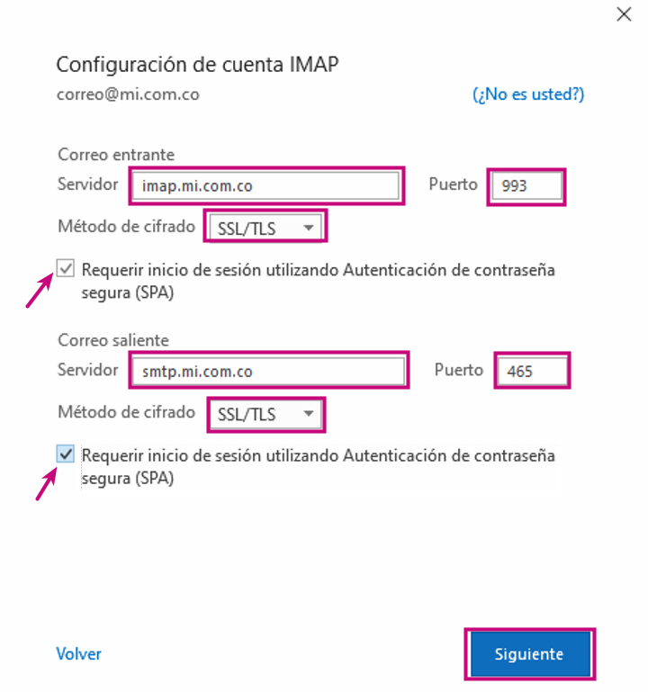 Configurar Outlook Imap : Centro de atención a usuarios
