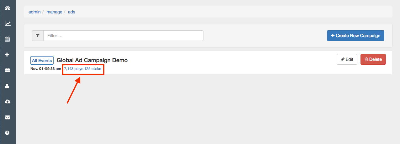 Ad Metrics Page Link