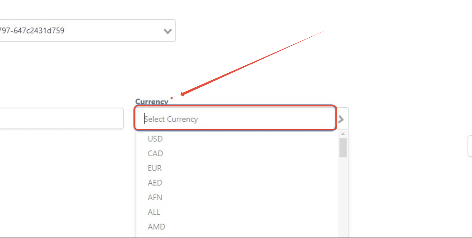 Click on "Currency"