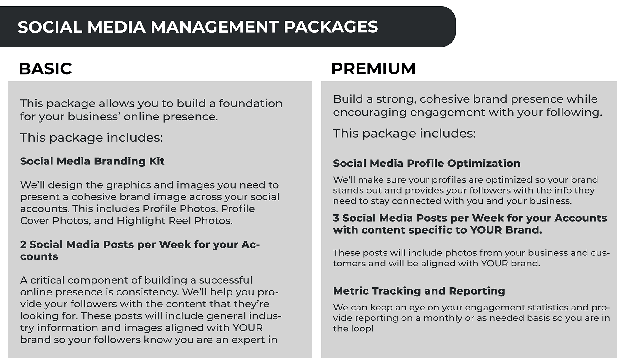 social media management packages